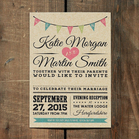 Brown kraft invitation printed full color