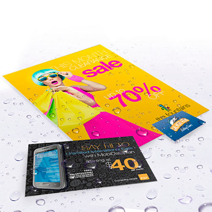 Waterproof flyers printed on endurace stock