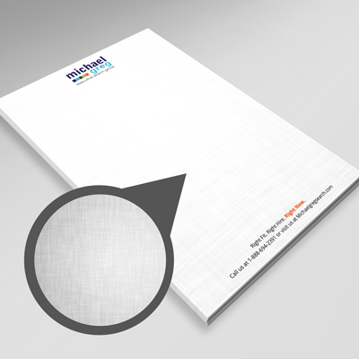 Full color printed letterheads printed on white linen text stock.