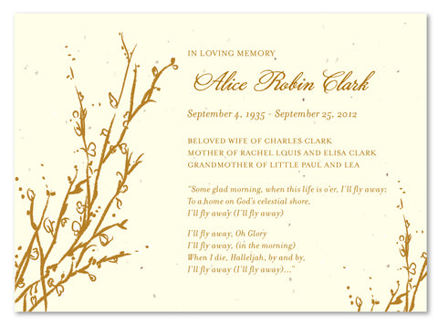 Announcement card printed on natural white card stock